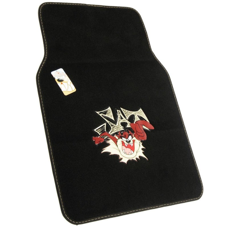 BDK Warner Bros Looney Tunes Tazmanian Devil Universal Fit Car Accessories 4pc Set Carpet Floor Mats - Front 26"x16.5", Rear 14"x16.5", No-Slip Grip Car Mats - Image 2